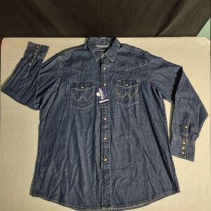 Wrangler Nwt Men's Sz XL Snap Button Cowboy Jean Shirt